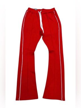 Rebel Minds Red Men's Track Joggers with White Side Piping